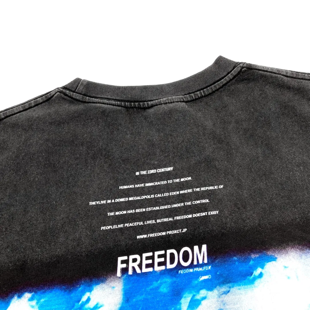 Saint Michael FREEDOM Otomo Katsuhiro anime print washed and distressed retro Vintage loose short-sleeved digital white ink direct injection, the fabric is breathable and the pattern is three-dimensional and clear. Fabric: Double yarn 240g Style number: S903 Size: S-M-L-XL Color: Washed black Price: P118